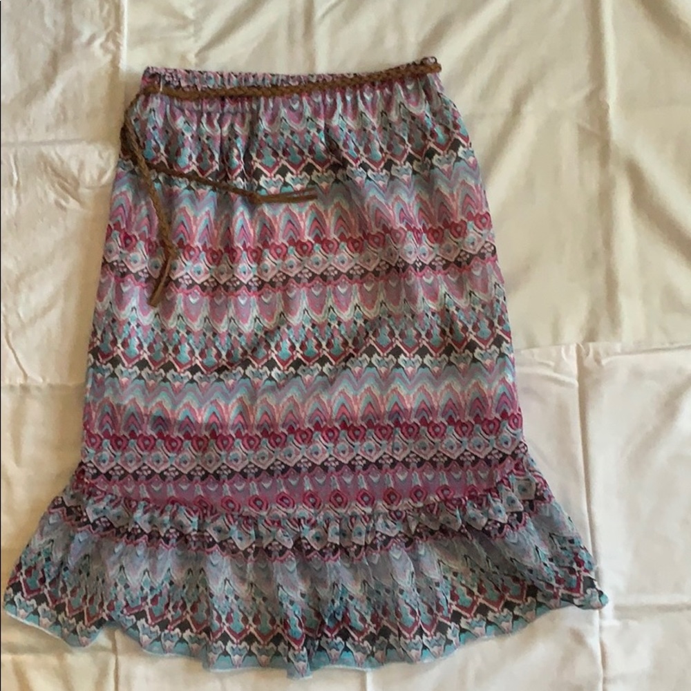 Girls long skirt with braided belt